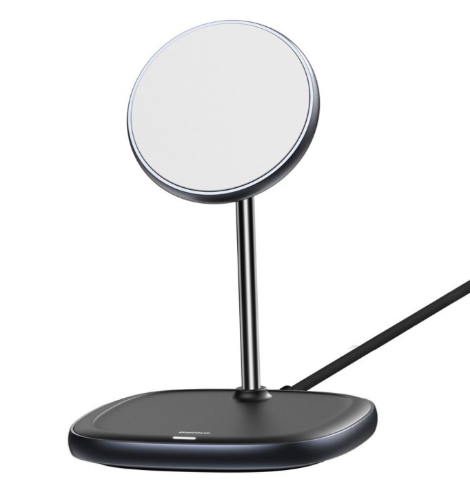 

Беспроводное зарядное устройство Baseus Swan Magnetic Desktop Bracket Wireless Charger Suit для iPhone 12 (WXSW-01) Black