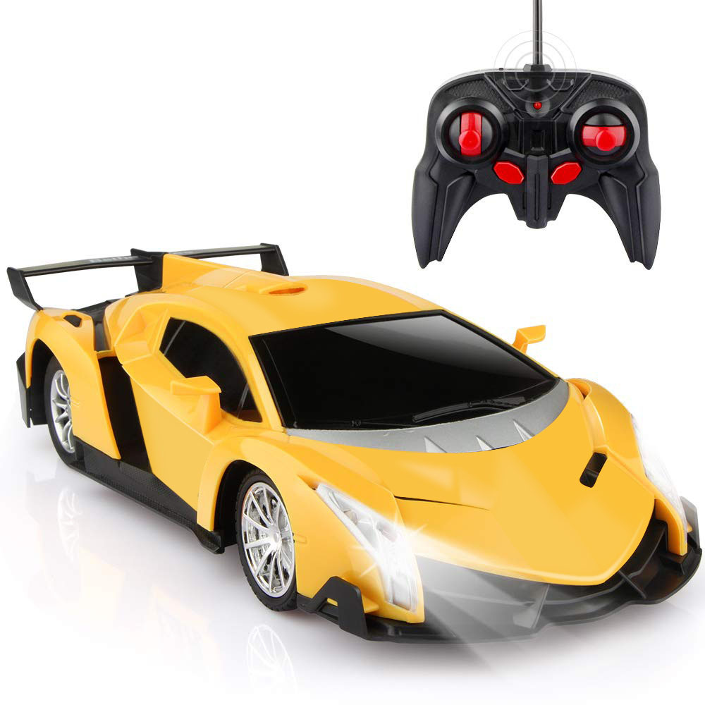 

Машинка на радиоуправлении car Lamborghini 1:16 с ярким светом фар во время гонки ,цвет желтый(000309C)