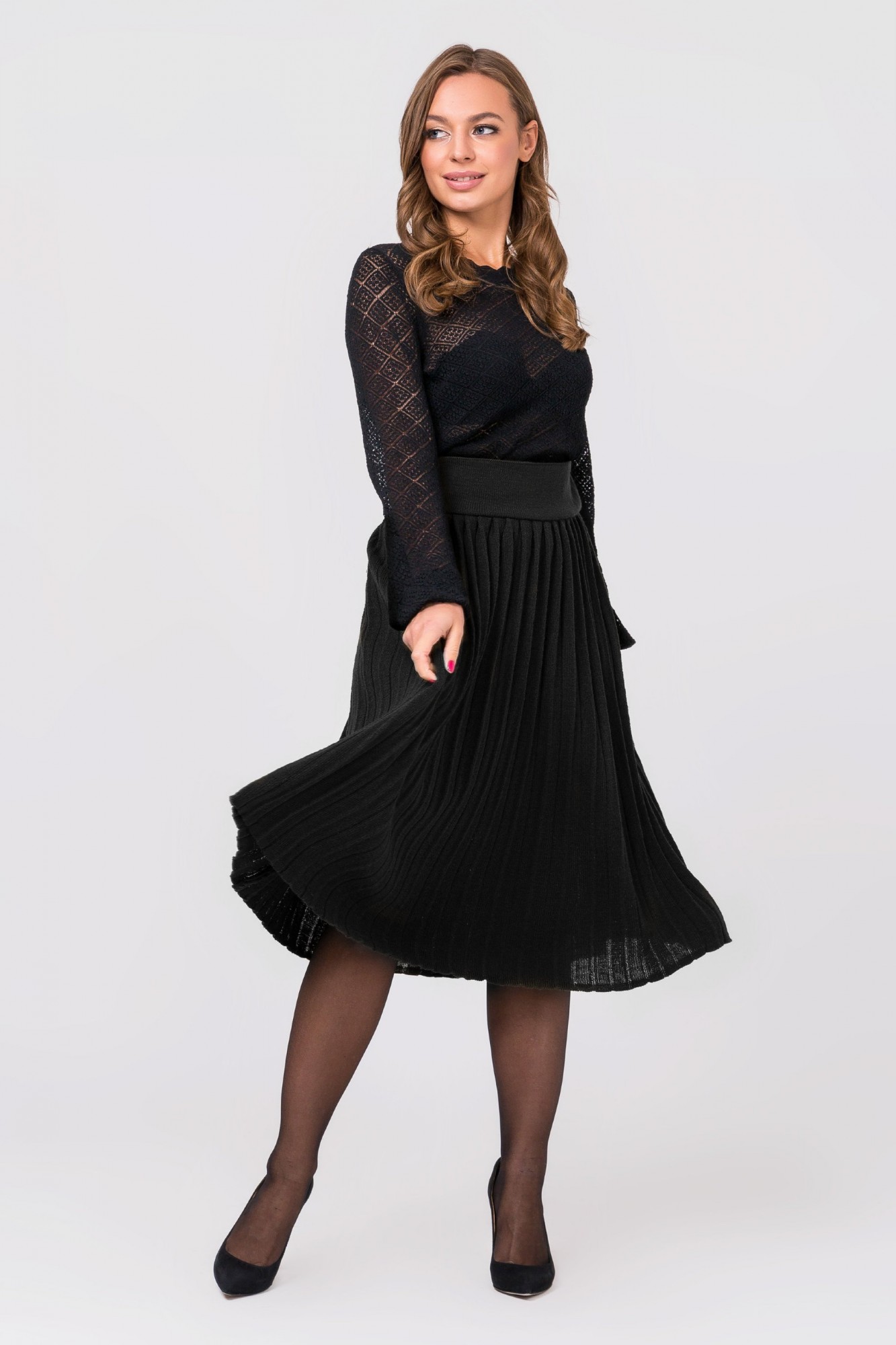 

Вязаная юбка плиссе миди Guash oversize  черный, Вязаная юбка плиссе миди Guash oversize 42-48 черный