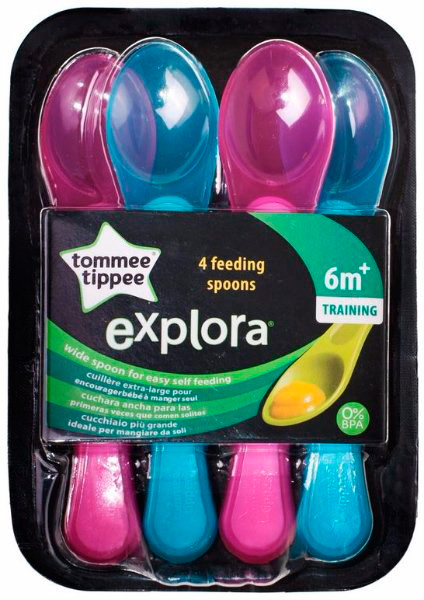 

Ложечки 4 штуки, Tommee Tippee, розовый, голубой (прозрачные) (12-32286)