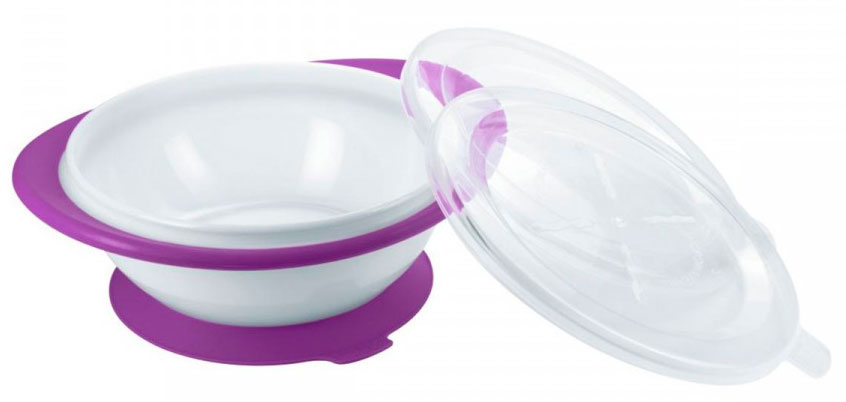 

Миска с двумя крышками Easy Learning, фиолетовая, NUK (12-68012)