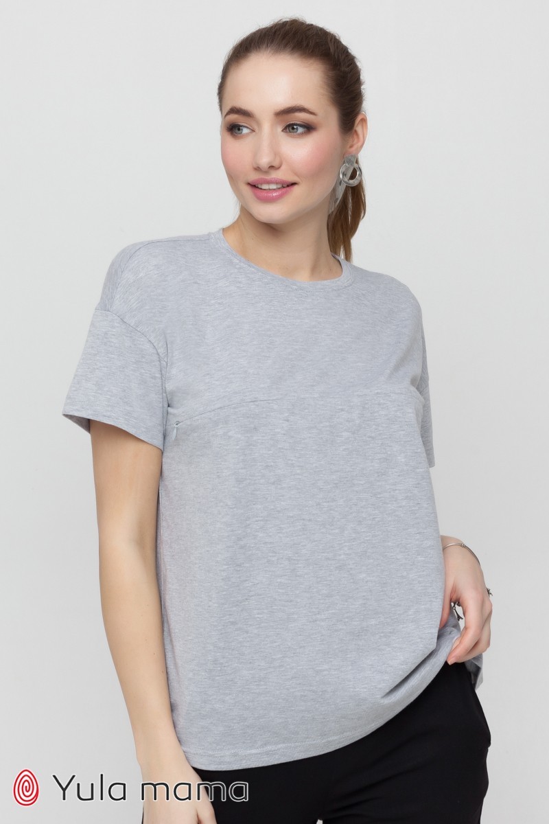 

Женская футболка для беременных и кормящих Юла Мама Goldie XL серый меланж (NR-21.061)