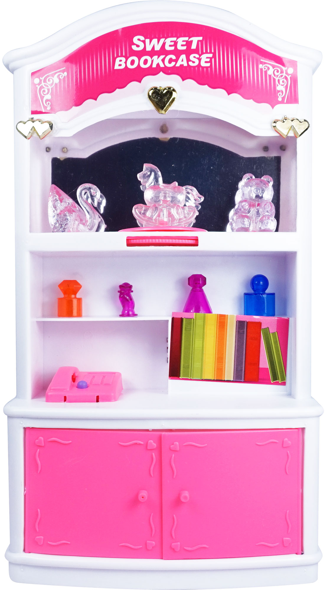 

Книжный шкаф кукольный со звуковыми и световыми эффектами, розовый, QunFengToys (12-31853)