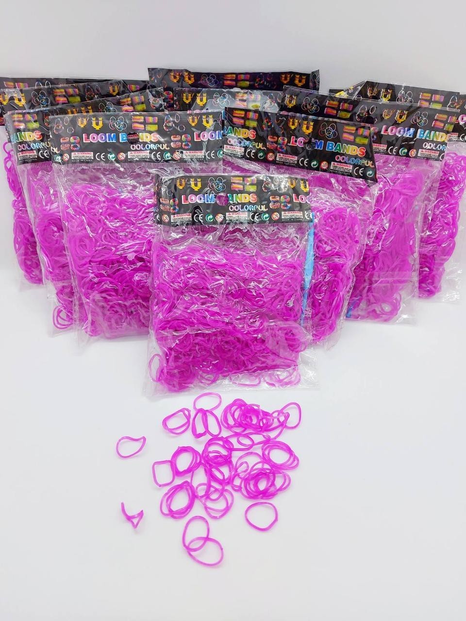 Резинки для плетения Rainbow Loom Bands 200шт. однотонные Цвет в ассортименте +крючок RB-200-1