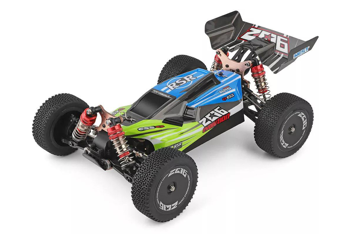 

Машинка на радіоуправлінні 1:14 баггі WL Toys 144001 4WD (зелено-синій)