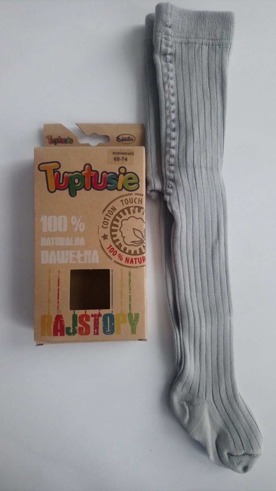 

Колготи дитячі ребро із 100% натуральної бавовни Tuptusie SYNTEX р.68-74 (сірі).