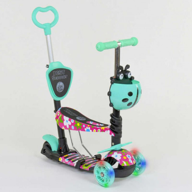 

Самокат 5в1 43702 Best Scooter подсветка колес, Ромашки