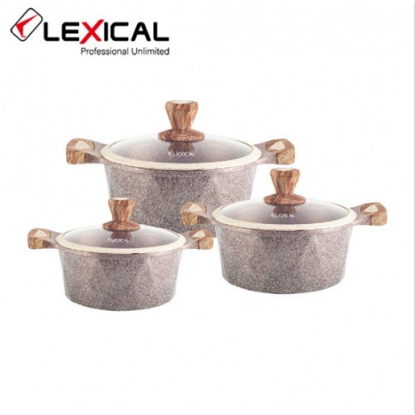 

Набор кастрюль с крышками 20/24/28 см Lexical LG-340601-5 Golden (6 предметов)