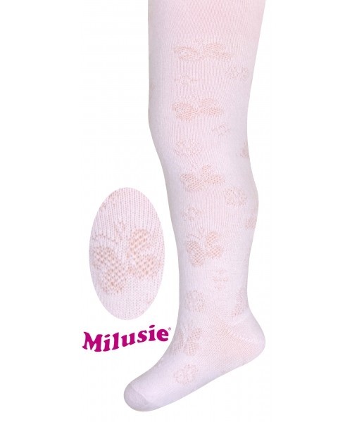 

​Колготи дитячі ажурні демосезонні MILUSIE р.56-62 (M 03 B 1215 білі)