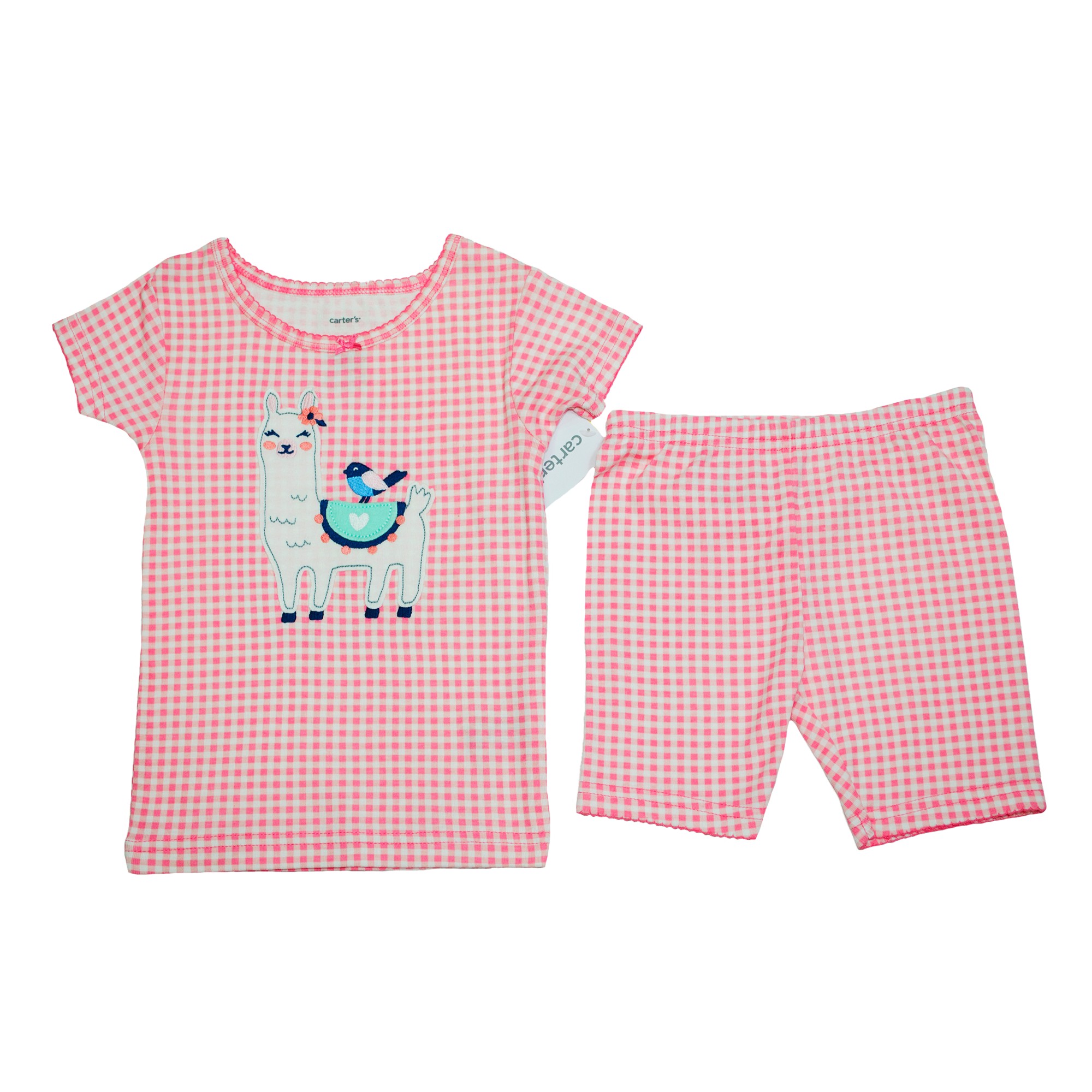 

Пижама для девочки (1 шт) Carter's розовая футболка с короткими рукавами с ламой и шорты 3 года (93-98 см) 1150