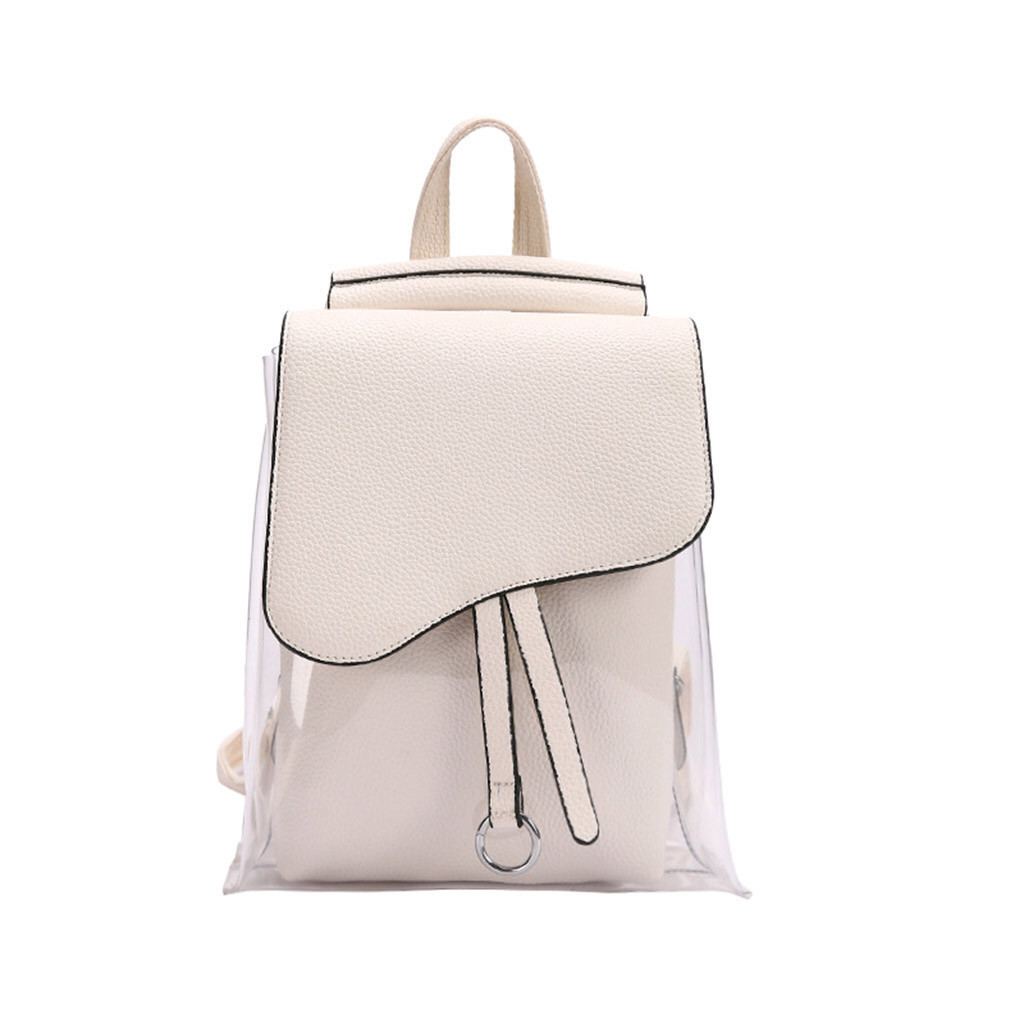

Рюкзак-сумка прозрачный с косметичкой молочный Mochila