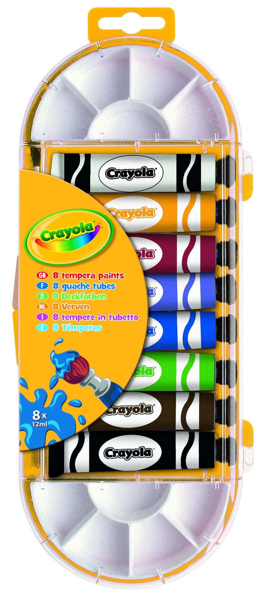 

Краски темпера в тюбиках с кисточкой и палитрой (8 шт), Crayola (12-9877)