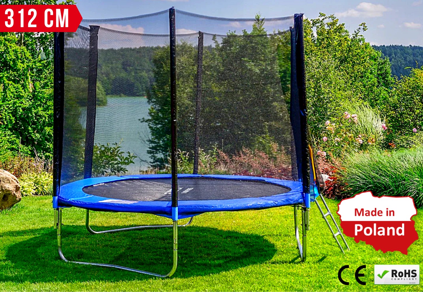 

Детский Батут Fun Fit Nobo Kids Sport 312 см до 120 кг Польша/США для прыжков с защитной сеткой и лестницей