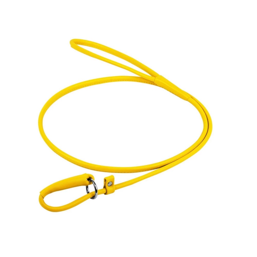 

Поводок-удавка круглый для собак из натуральной кожи Collar Waudog Glamour 6 мм/183 см, желтый