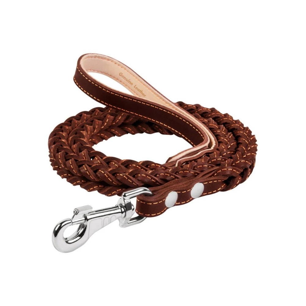 

Поводок для собак из натуральной кожи квадратное плетение Collar 20 мм/122 см, коричневый