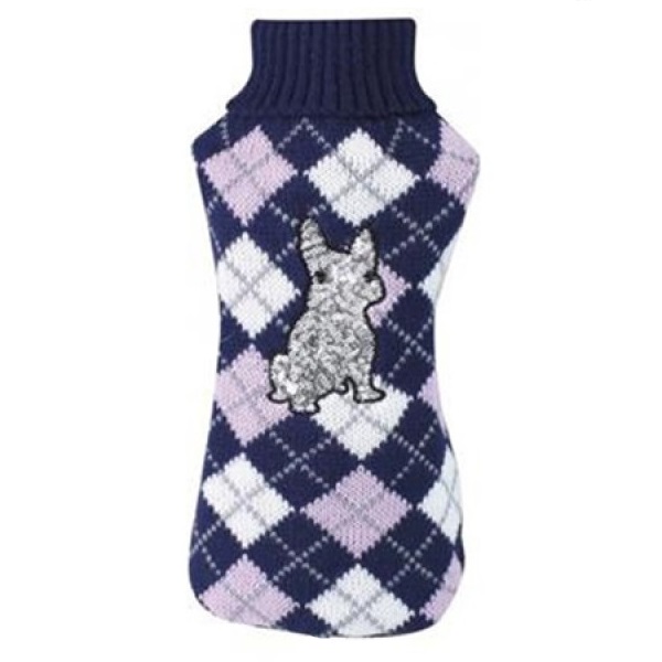

Свитер для собак из мягкого трикотажа Croci Shimmer синий с белым, 40 см