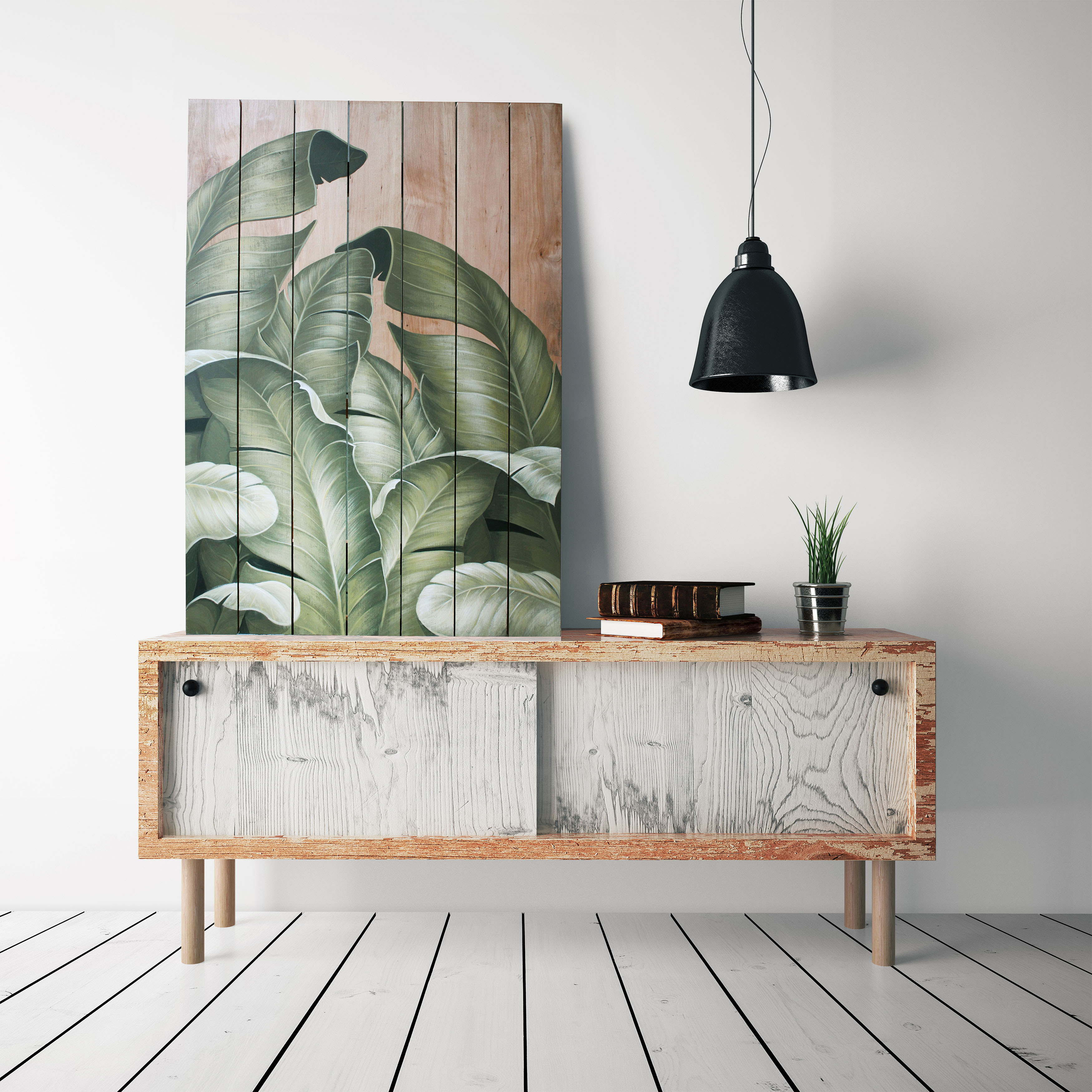 

Картина листья акриловыми красками на холсте Mati Banana Leaves Авторская Ручной работы 60х90 см (АА-280 60-90)