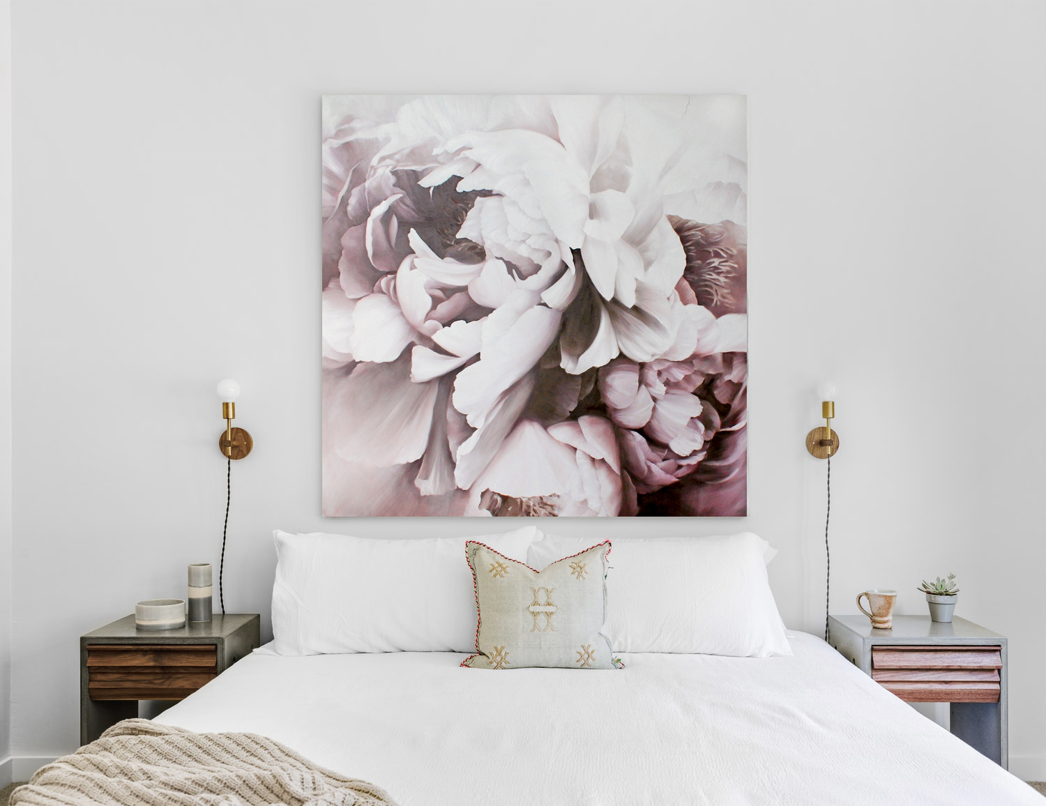 

Картина цветы пионы масляными красками на холсте Mati Burgundy peonies Ручной работы 80х80 см (AО-238 80-80)