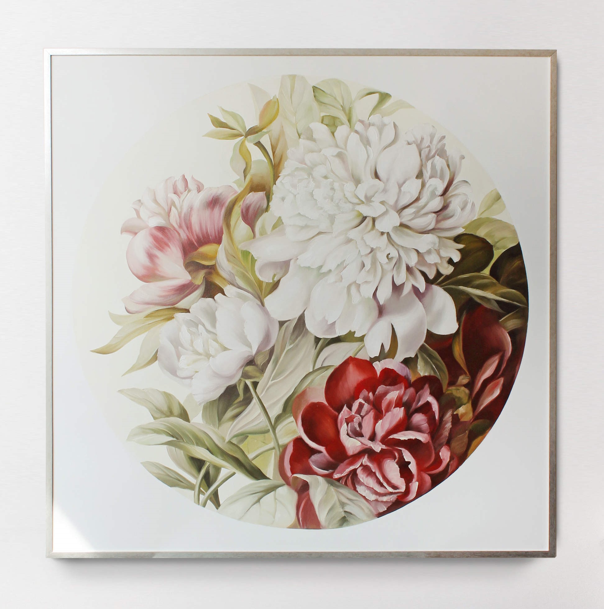 

Картина цветы пионы акриловыми красками на холсте Mati Retro peonies Ручной работы 80х80 см (AA-140 80-80)