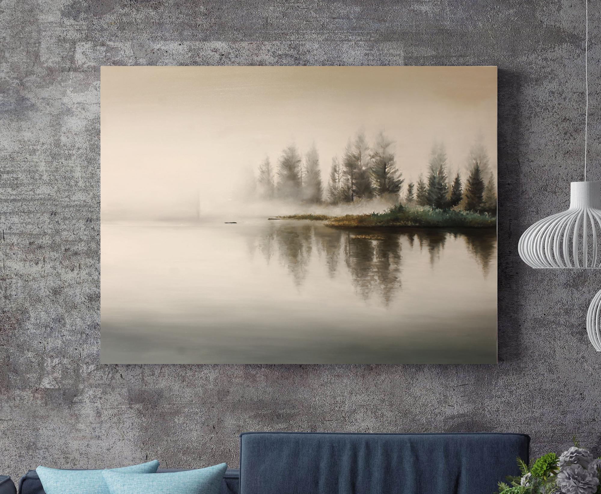 

Картина пейзаж река масляными красками на холсте Mati River fog Ручной работы 130х90 см (АO-306 130-90)