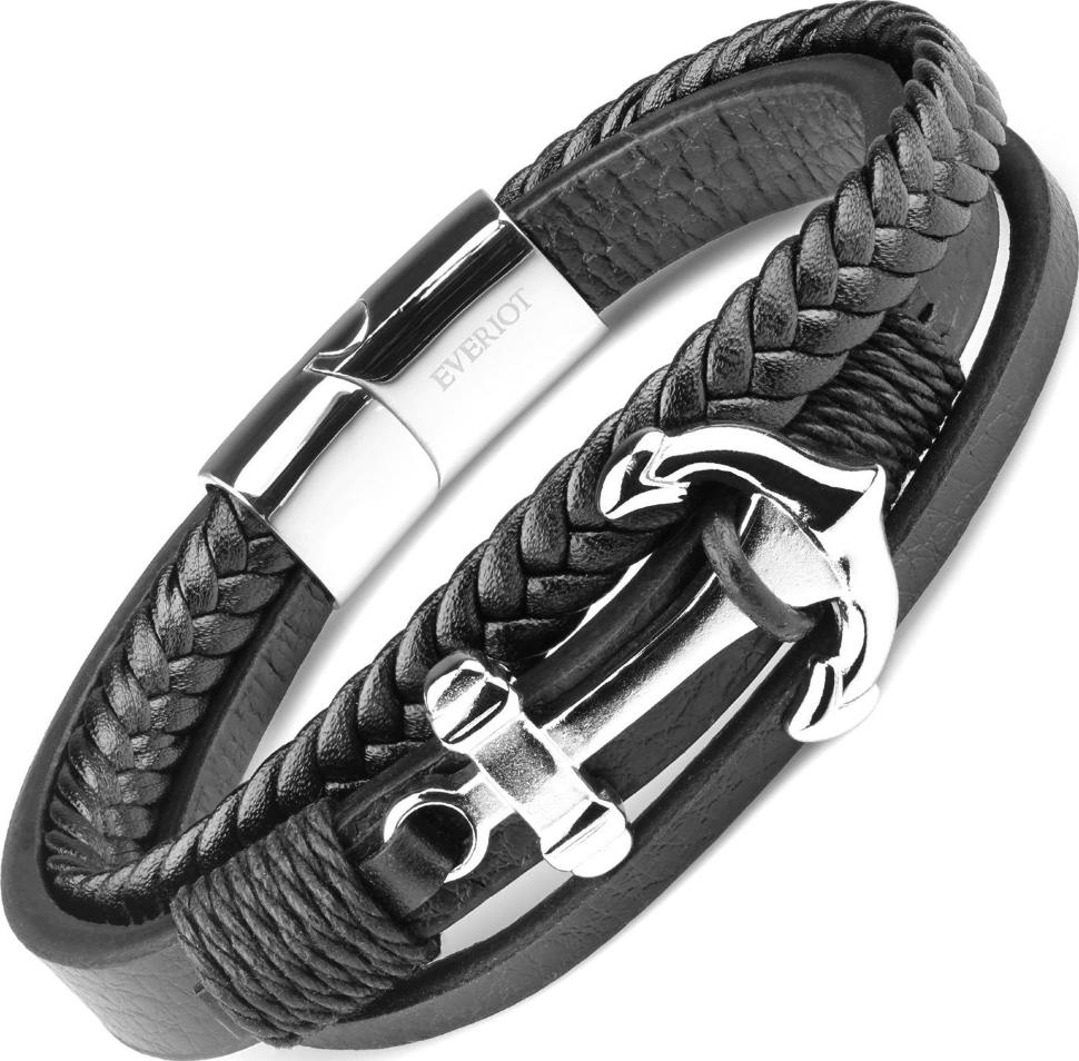 

Кожаный браслет мужской Everiot SP-MJ-5044 с якорем