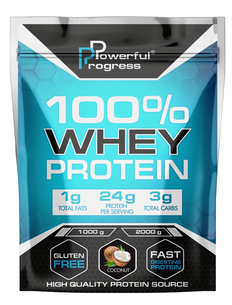 

Протеин сывороточный Вей растворимый белок Powerful Progress Whey Protein 100% Instant 2 кг кокос