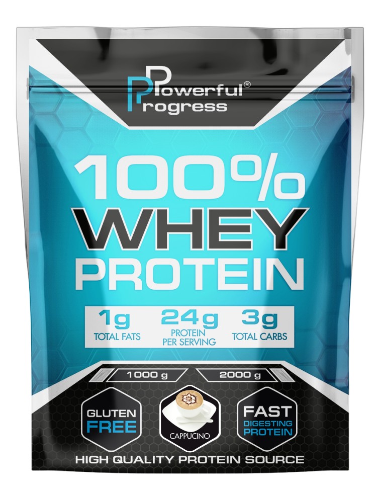 

Протеин сывороточный Вей растворимый белок Powerful Progress Whey Protein 100% Instant 1 кг капучино