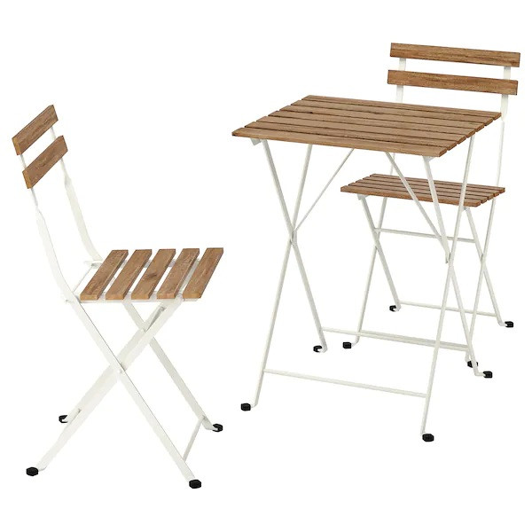 

Садовый стол + 2 стула ikea tarno складной Белый/Светло-коричневый (593.124.10)