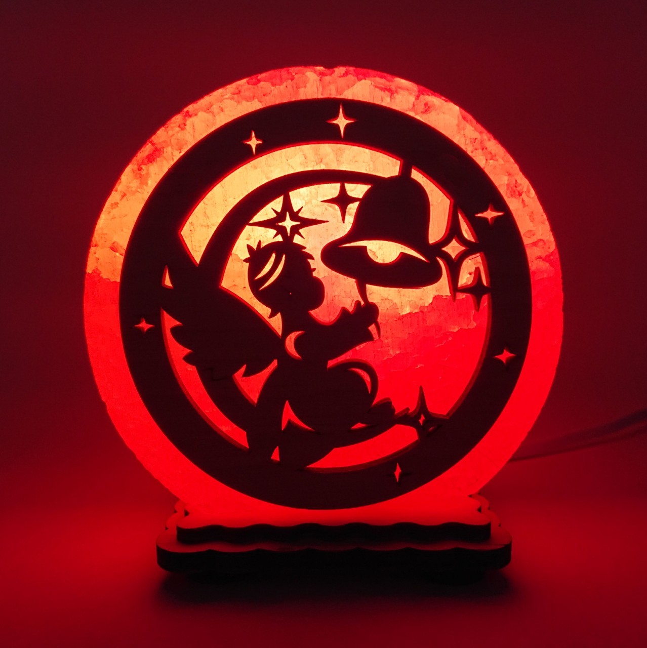 

Соляная лампа EcoDecorLamp круглый маленький Ангел с колокольчиком красный