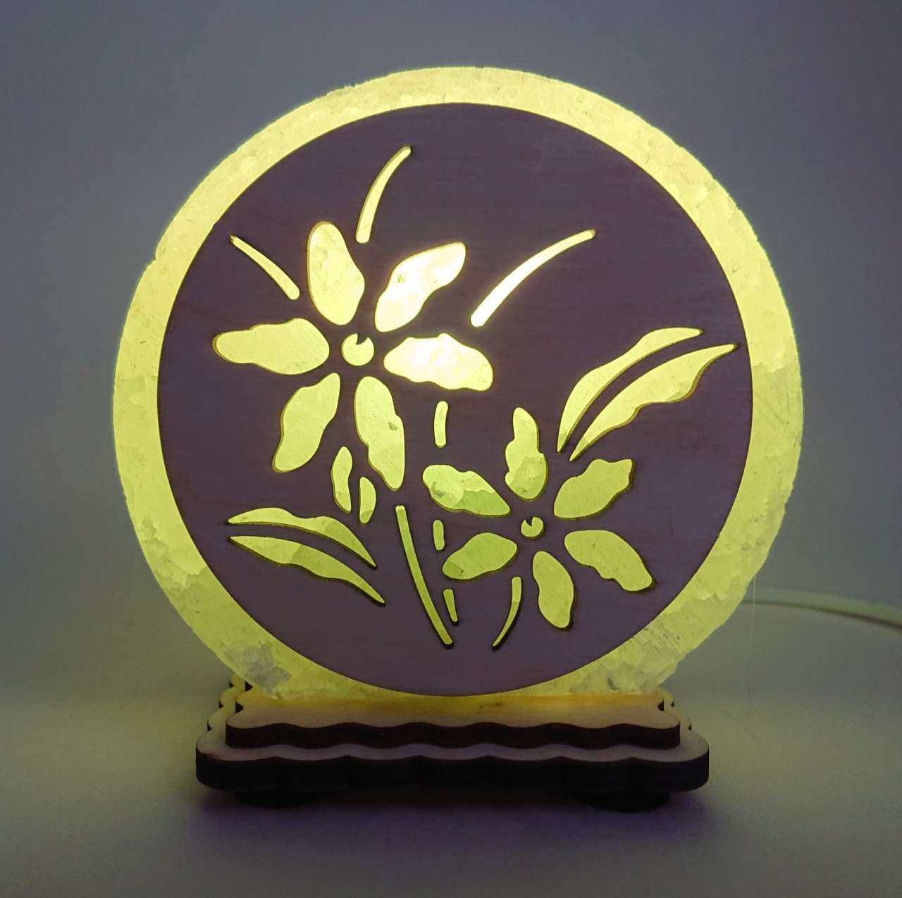 

Соляная лампа EcoDecorLamp круглый круглый маленький Цветы зелёный