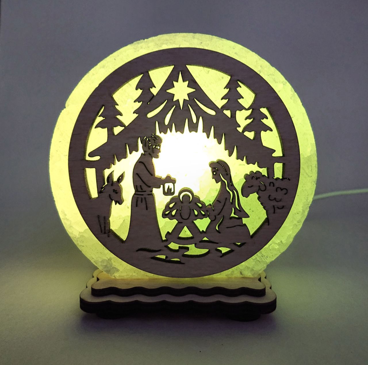 

Соляная лампа EcoDecorLamp круглый круглый маленький Вертеп зелёный