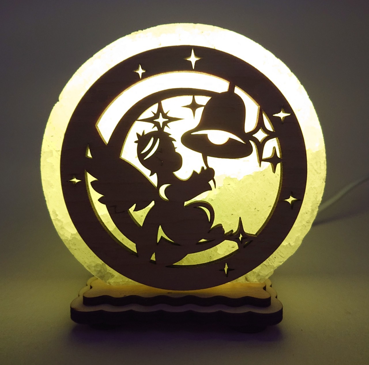 

Соляная лампа EcoDecorLamp круглый маленький Ангел с колокольчиком зелёный