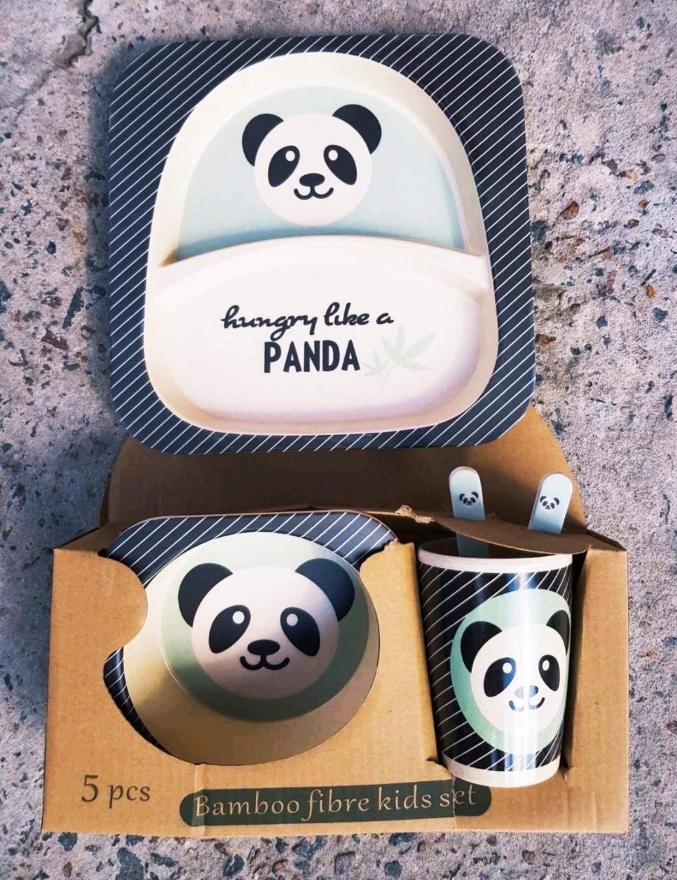 

Детская посуда из эко-волокон бамбука Bamboo Fibre kids set Panda Панда 5 в 1