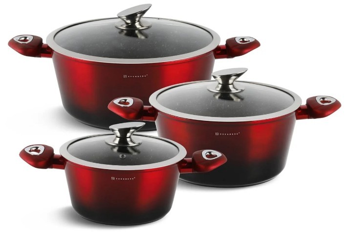 

Набор посуды Edenberg с антипригарным мраморным покрытием 6 предметов из литого алюминия Красный (EB-7425)