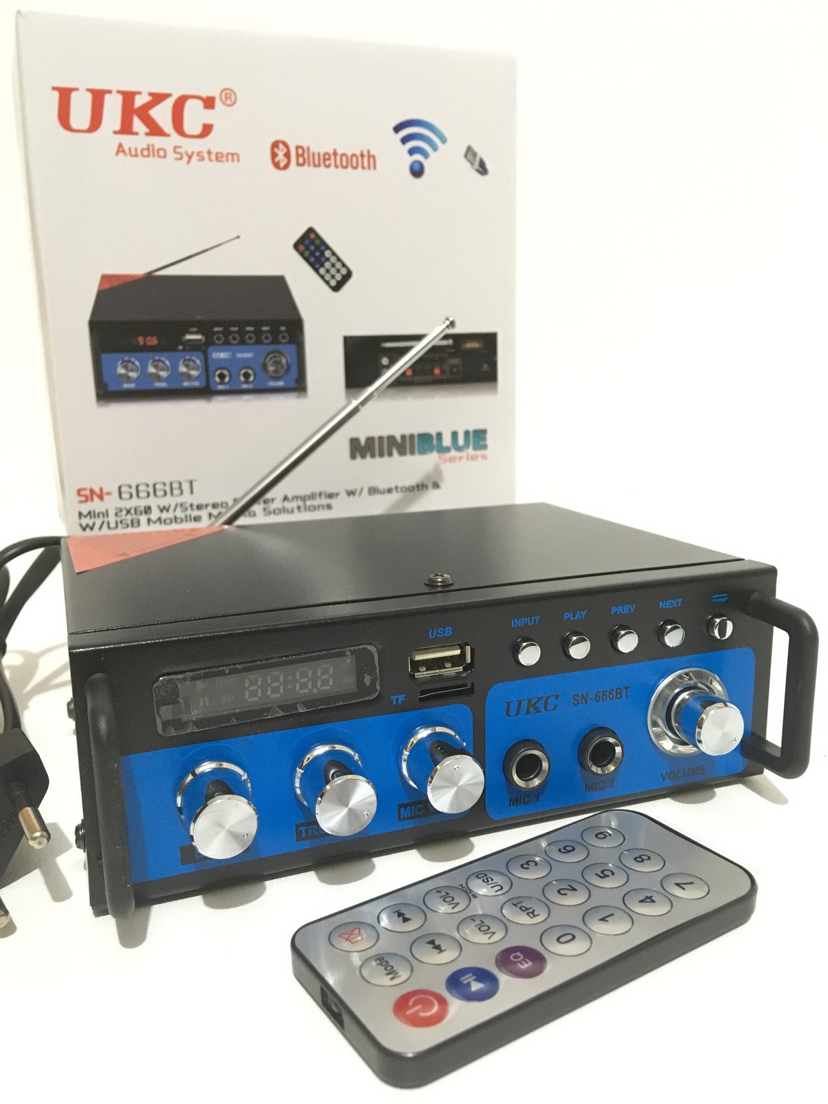 

Усилитель звука UKC SH-666BT с Bluetooth, Караоке, FM, USB, 2*60 Вт и пультом ДУ