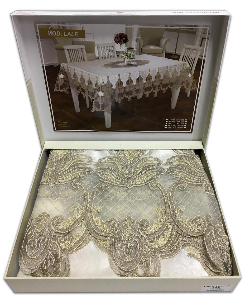 

Скатерть Велюр Acme Tekstil 160x300 Lale Krem
