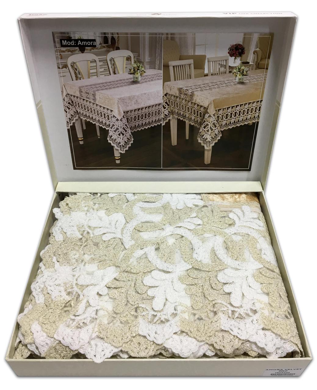

Скатерть Велюр Acme Tekstil 160x220 Amora Gold