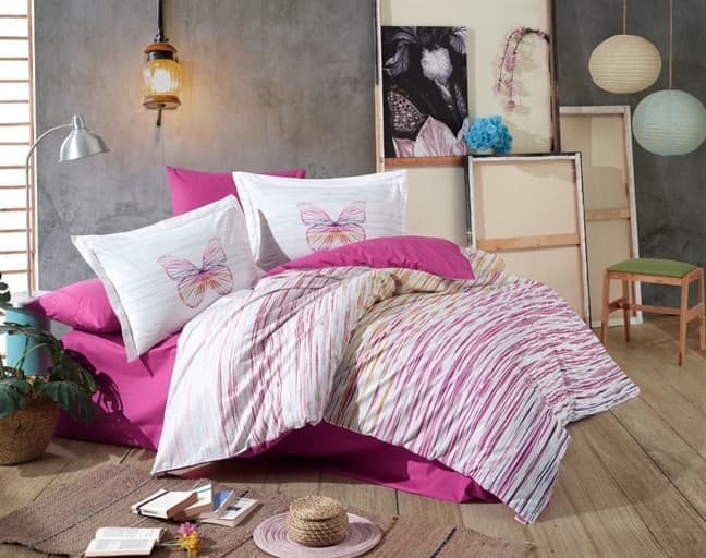 

Комплект постельного белья HOBBY Poplin Eldora фуксія 160*220/1*50*70
