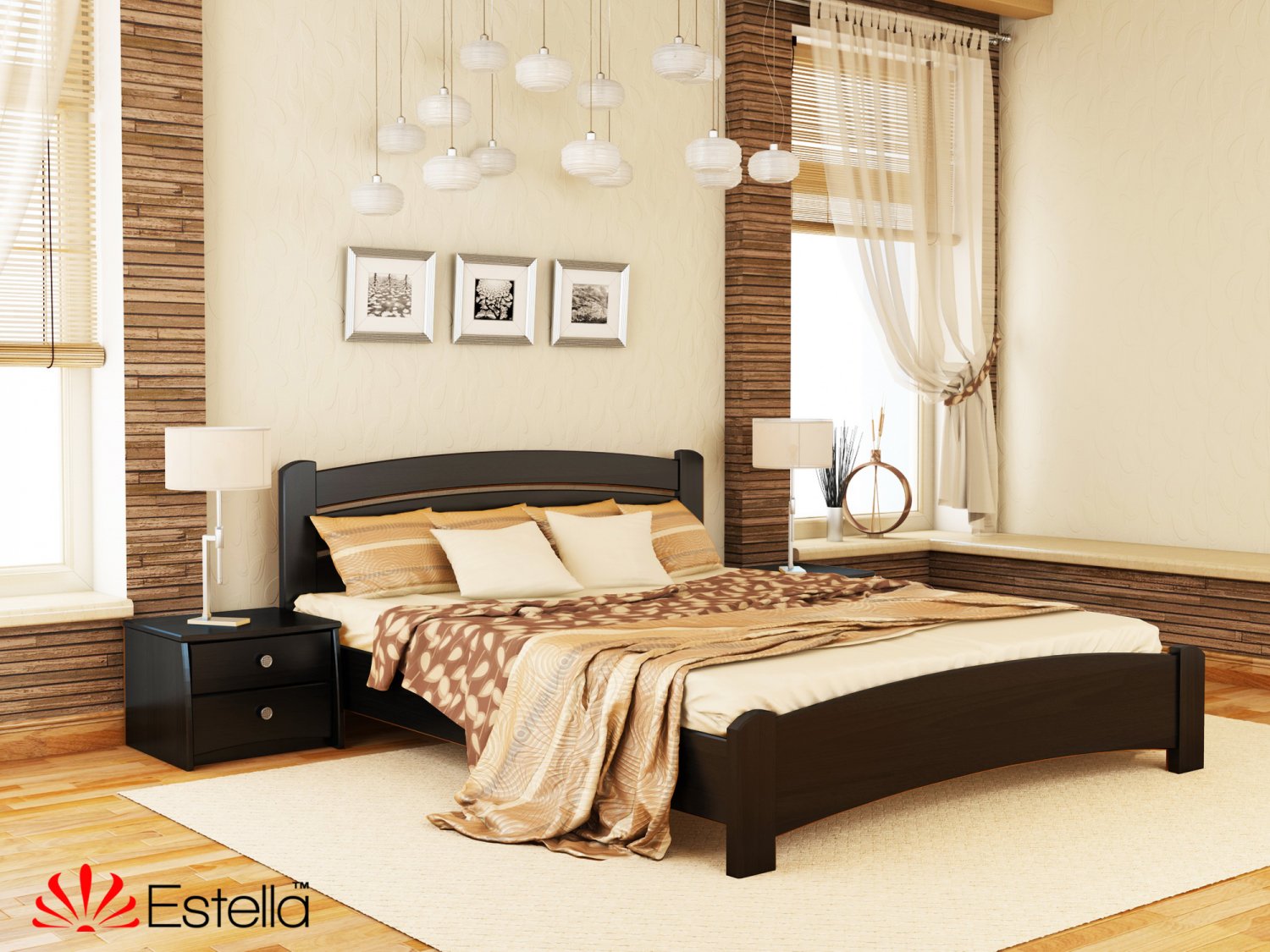 

Кровать полуторная Венеция Люкс Estella 120х190 106 - венге Масив 2Л4