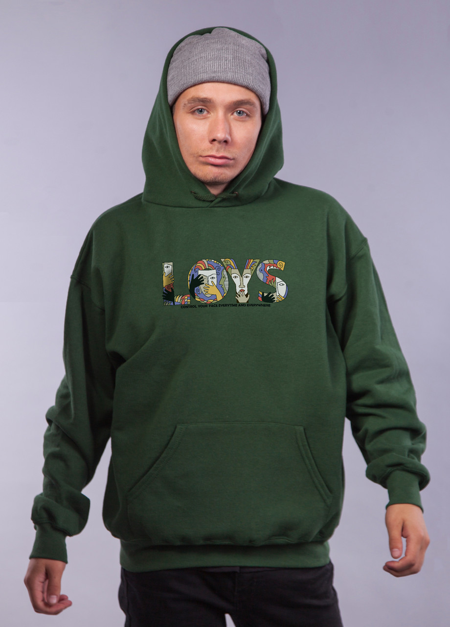 

Толстовка тёмно зелёная LOYS "Art face" XXL