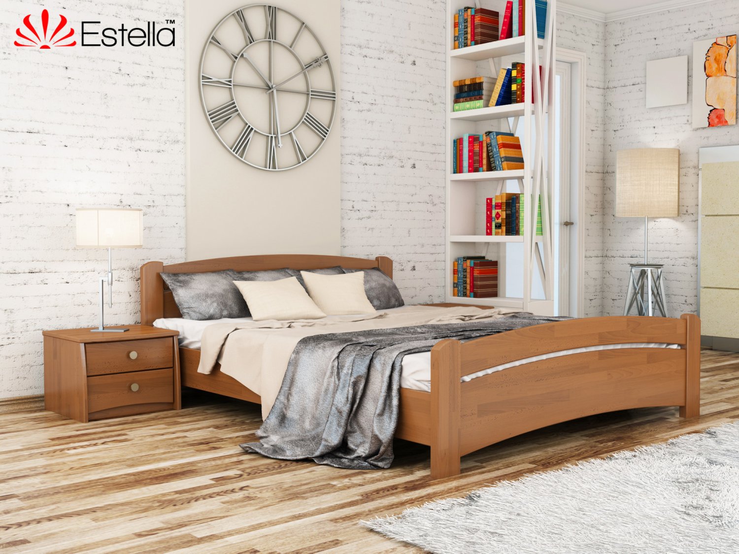 

Кровать двуспальная Венеция Estella 160х190 105 - ольха Щит 2Л25