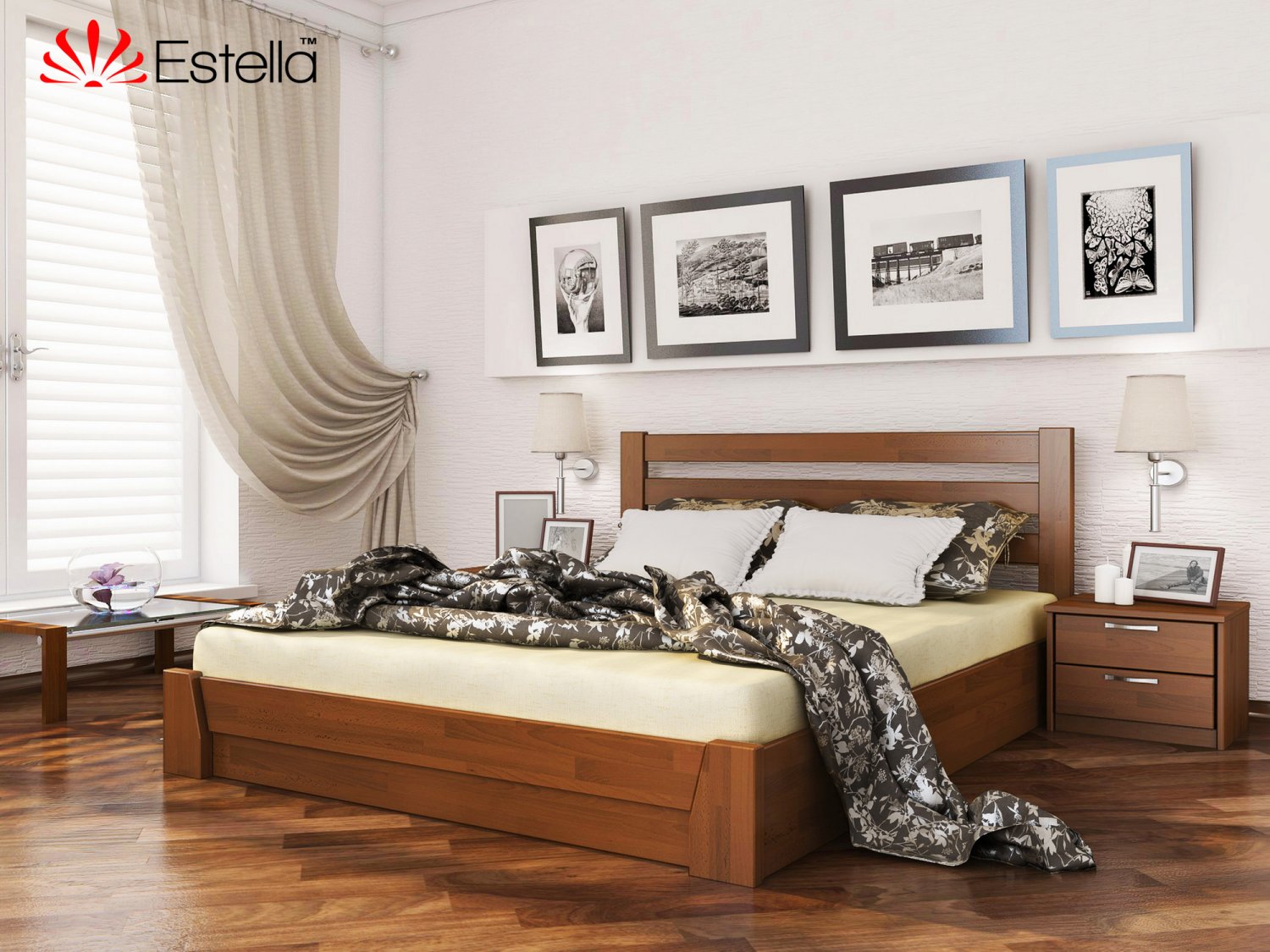 

Кровать двуспальная Селена Estella 160х190 105 - ольха Щит 2Л25