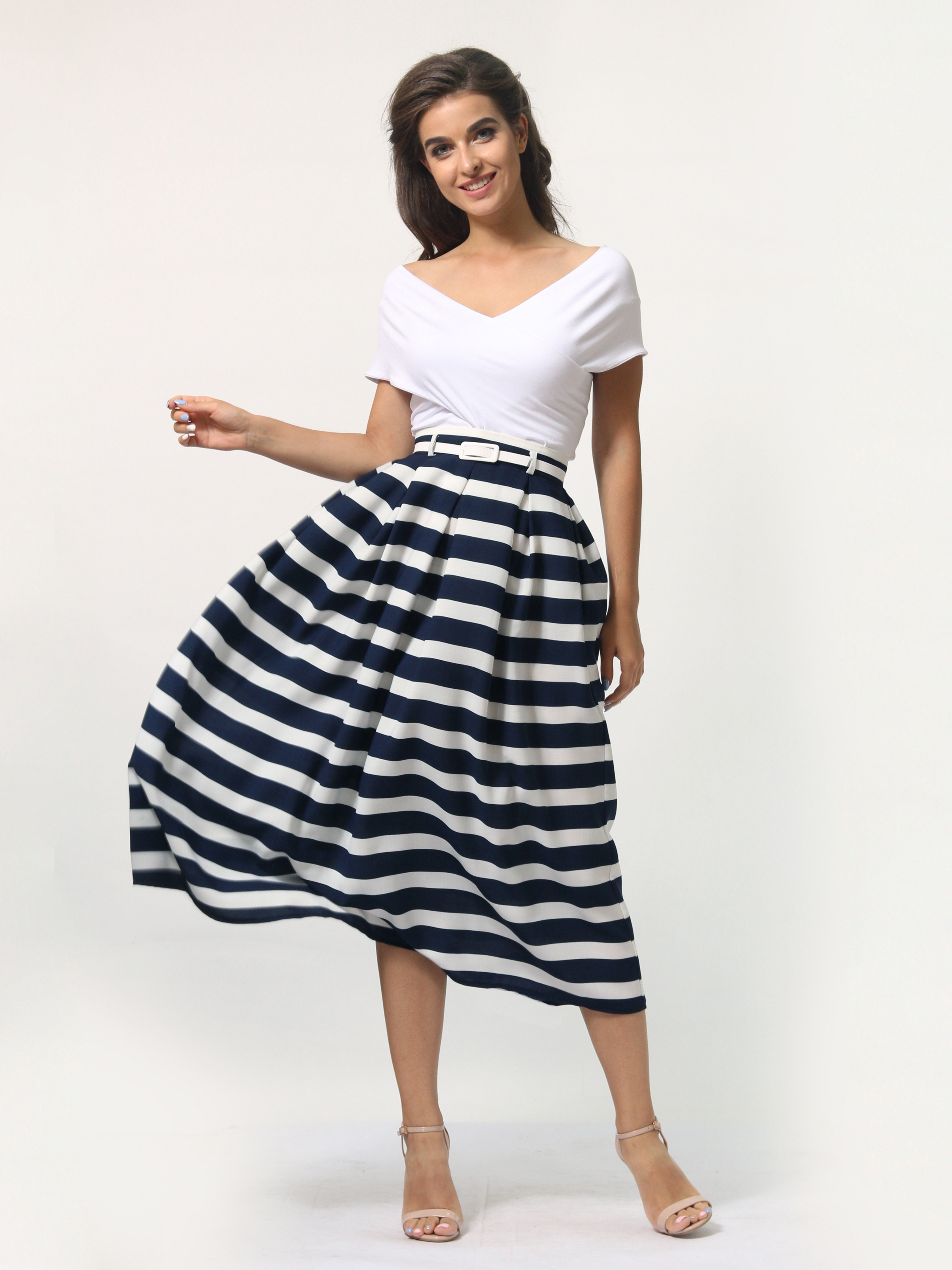 

Юбка Agata Webers Ф-057668д 5XL Белая с синим