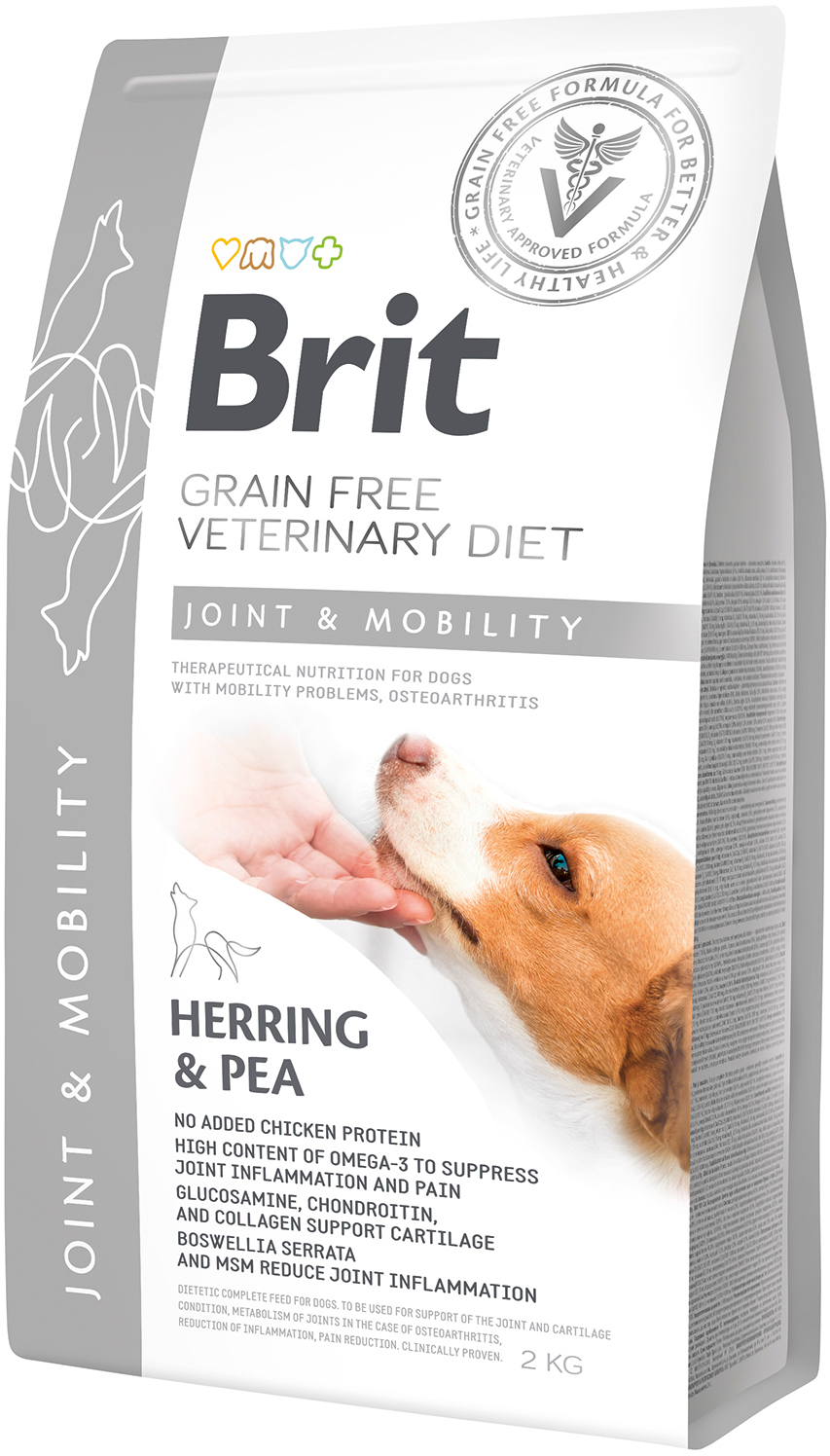 Сухой корм для взрослых собак Brit VetDiets для суставов с селедкой лососем горохом и гречихой 2 кг (8595602528257)