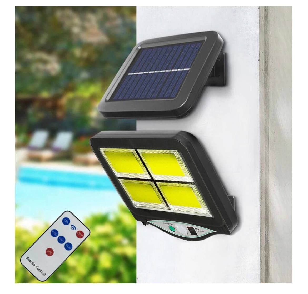 

Уличный светильник фонарь UKC Solar 4 CoB, на солнечной батарее с датчиком движения и пультом