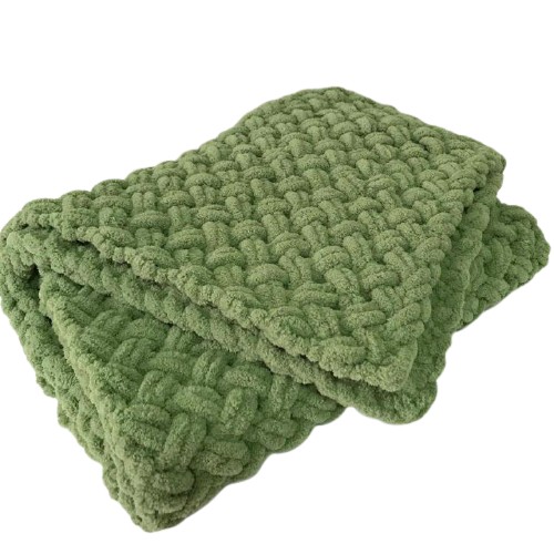 

Плед детский MamBaby из плюшевой гипоаллергенной пряжи премиум класса Alize puffy 120х120 см. Зелёный