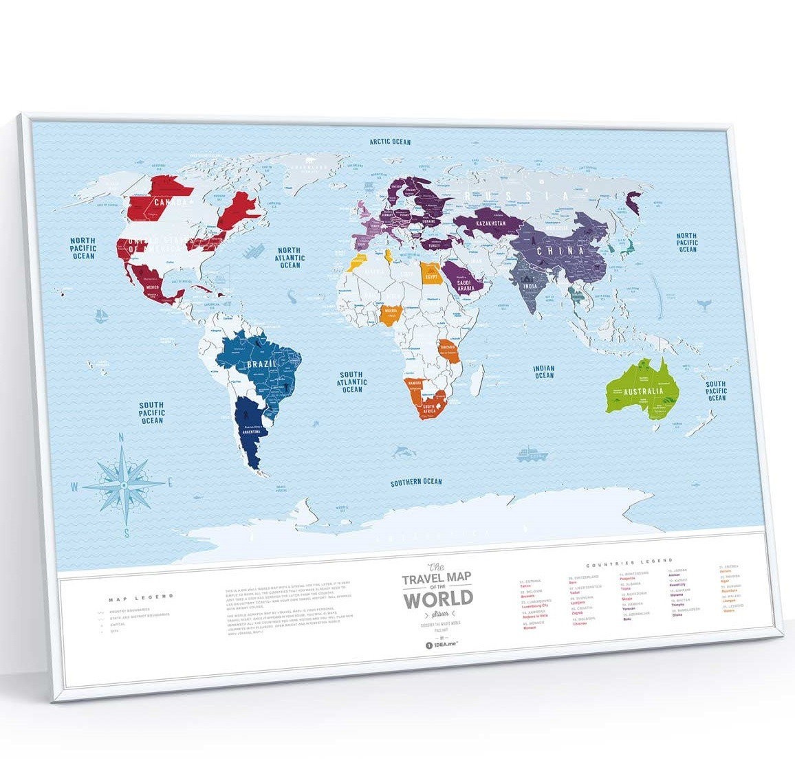 

Скретч-карта мира 1DEA.me Travel Map Silver в раме (3)