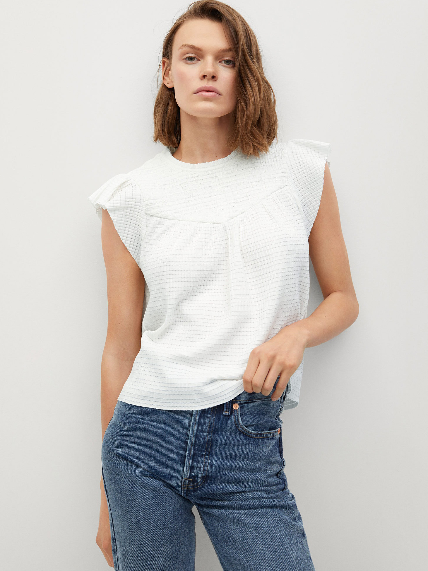 

Блузка Mango 87008646-02 S Грязно-белая