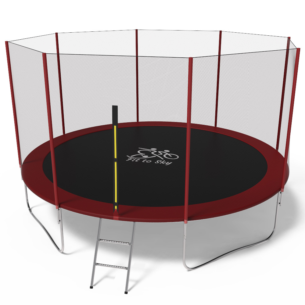 

Батут FitToSky 374 см з сіткою та драбинкою червоний