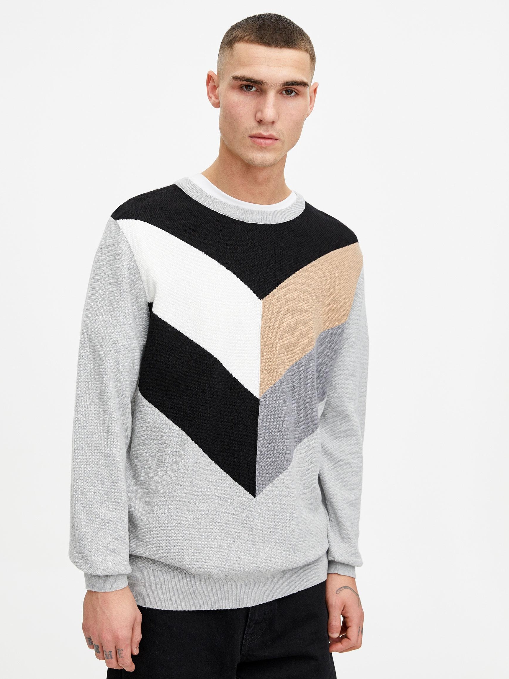 

Джемпер Pull & Bear 5558/707/827-ACJI M Белый-черный-серый